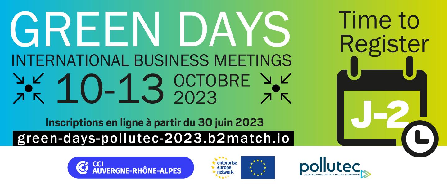 J-2 ouverture plateforme inscriptions Green days